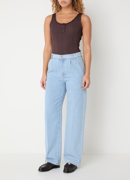 Claudie Pierlot Magnolia tanktop met ribstructuur - voorkant 3 bruin