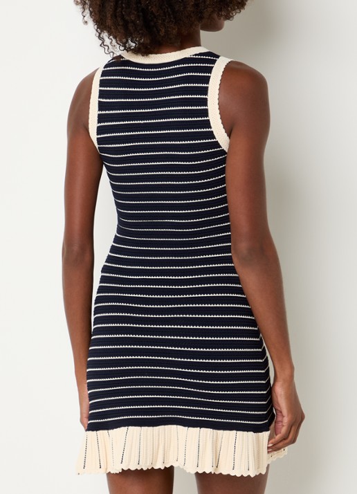 Claudie Pierlot Majana mini jurk met streepprint - achterkant 4 donkerblauw