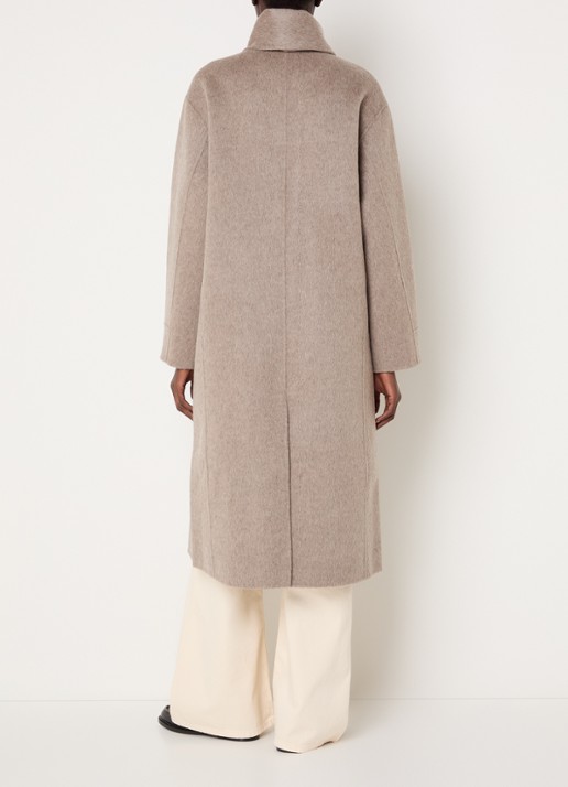Claudie Pierlot Mantel in alpaca wolblend met afneembare sjaalkraag - achterkant 3 taupe