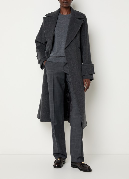 Claudie Pierlot Mantel in wolblend met ceintuur - voorkant 4 grijs