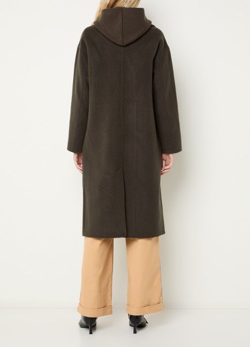 Claudie Pierlot Mantel in wolblend met uitneembare voering - achterkant 4 donkerbruin