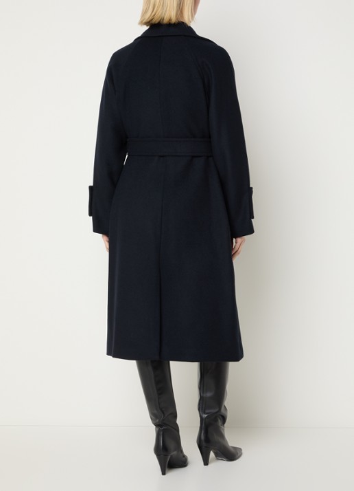 Claudie Pierlot Mantel met strikceintuur - achterkant donkerblauw