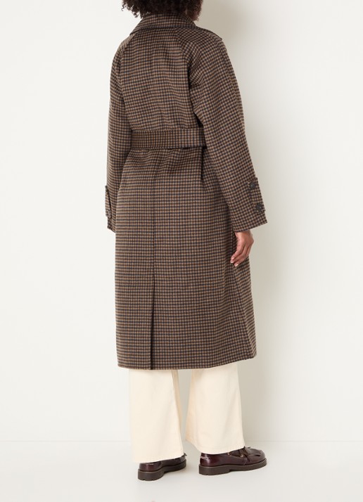 Claudie Pierlot Mantel van wol met pied-de-poule dessin - achterkant 2 camel