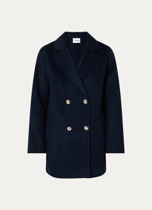 Claudie Pierlot Mantel van wol - voorkant 3 donkerblauw
