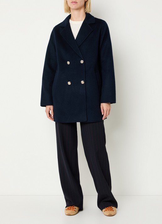 Claudie Pierlot Mantel van wol - voorkant 4 donkerblauw