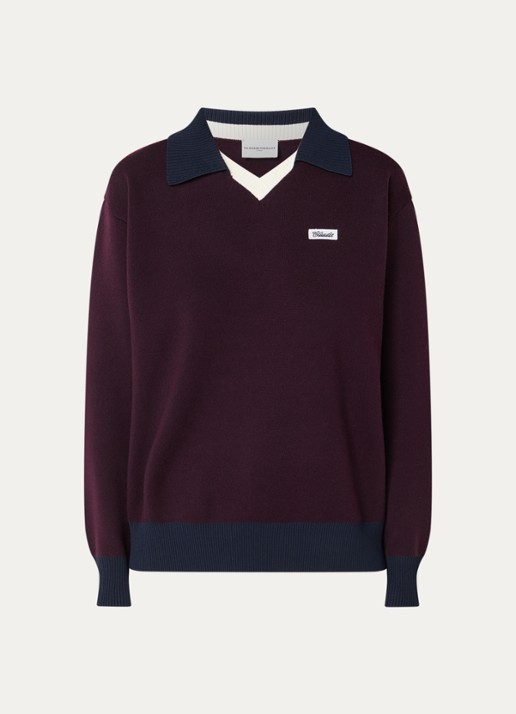 Claudie Pierlot Marinette sweater met kraag - voorkant middengrijs