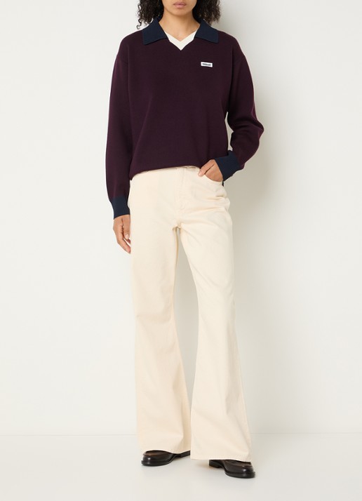 Claudie Pierlot Marinette sweater met kraag - voorkant 2 middengrijs