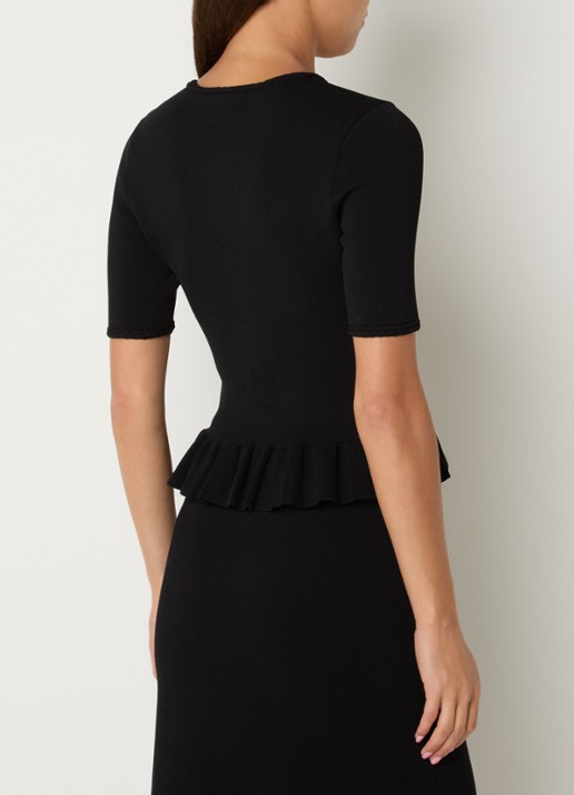 Claudie Pierlot Marquise top met sierknopen en peplum - achterkant zwart