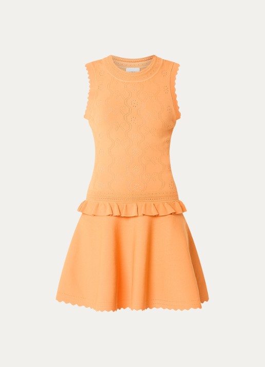 Claudie Pierlot Martin fijngebreide mini jurk - voorkant 2 oranje
