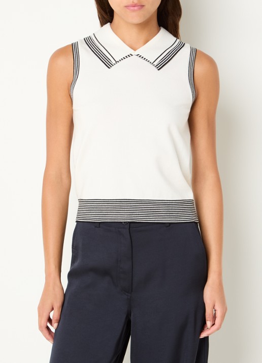 Claudie Pierlot Mathys fijngebreide mouwloze top met kraag - detail 3 wit