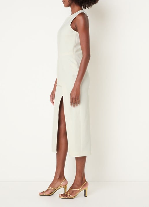 Claudie Pierlot Maxi blazerjurk met split - voorkant 4 gebroken wit
