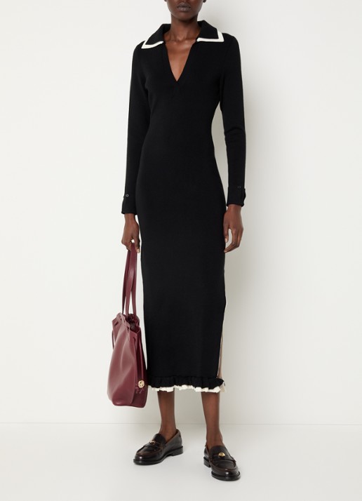 Claudie Pierlot Maxi jurk in wolblend met split