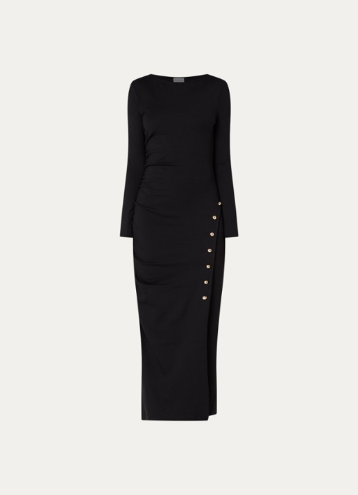 Claudie Pierlot Maxi jurk met boothals - voorkant 3 zwart