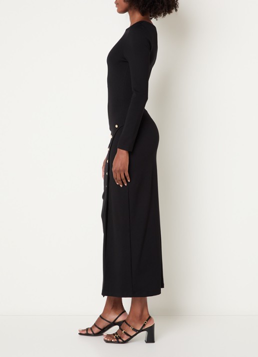 Claudie Pierlot Maxi jurk met boothals - voorkant 4 zwart