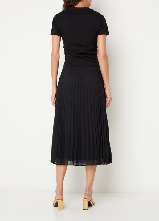Claudie Pierlot Maxi jurk met plissé - achterkant 2 zwart