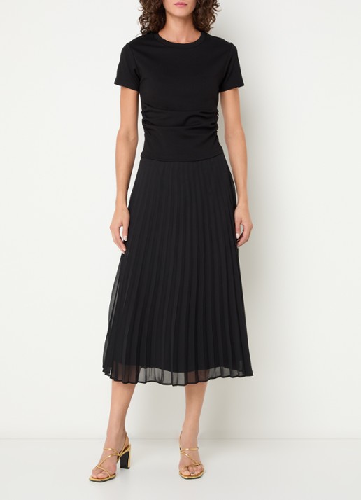 Claudie Pierlot Maxi jurk met plissé - detail zwart