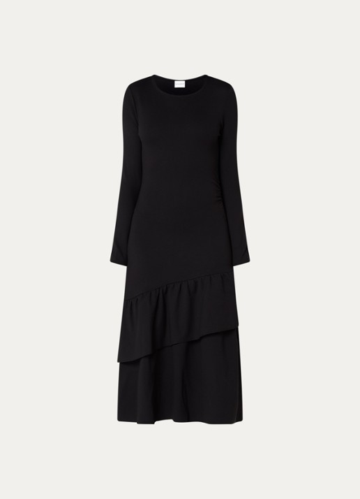 Claudie Pierlot Maxi jurk met volant - voorkant zwart