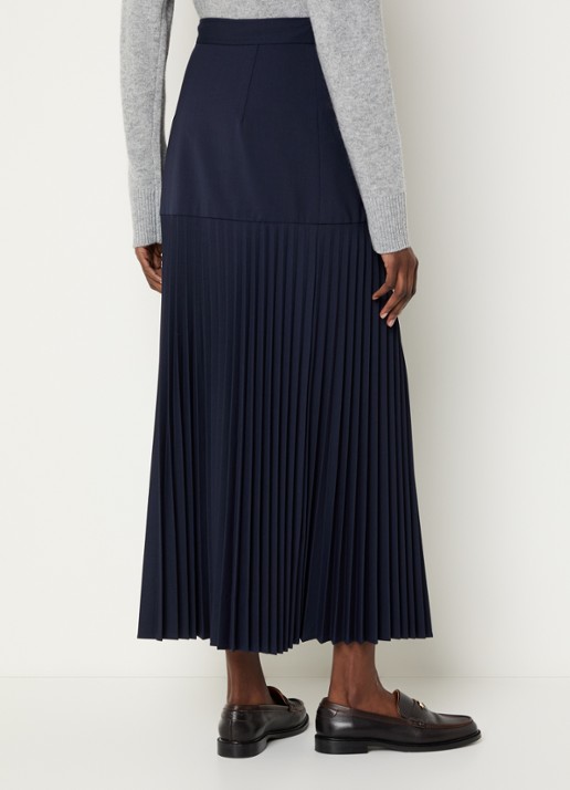 Claudie Pierlot Maxi rok met plooien - achterkant 2 donkerblauw