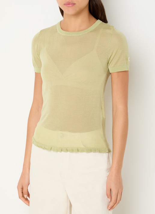 Claudie Pierlot Melight semi-transparante top in zijdeblend