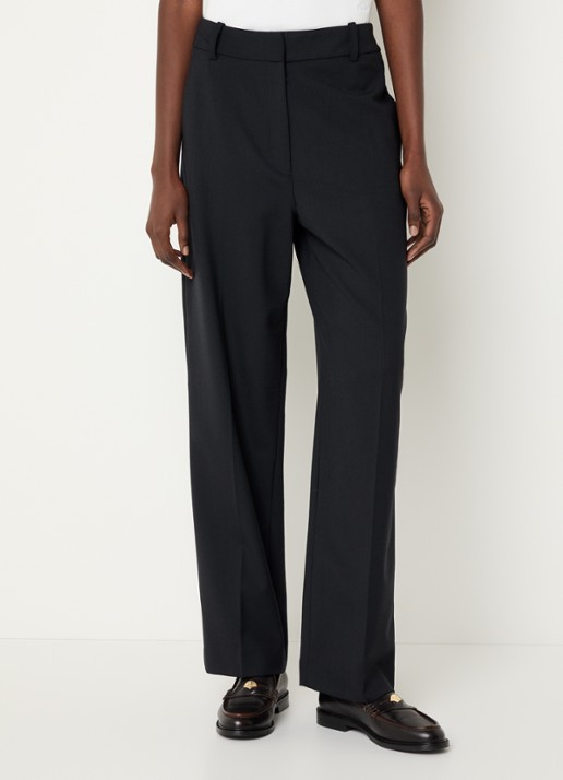 Claudie Pierlot Mid waist straight fit broek met steekzakken - detail zwart