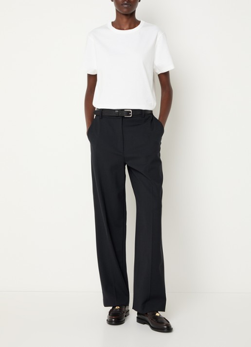 Claudie Pierlot Mid waist straight fit broek met steekzakken - voorkant 4 zwart