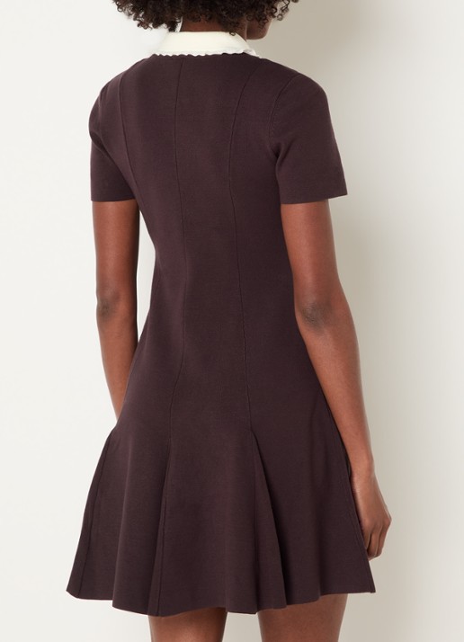 Claudie Pierlot Midi jurk met kraag - achterkant 2 aubergine