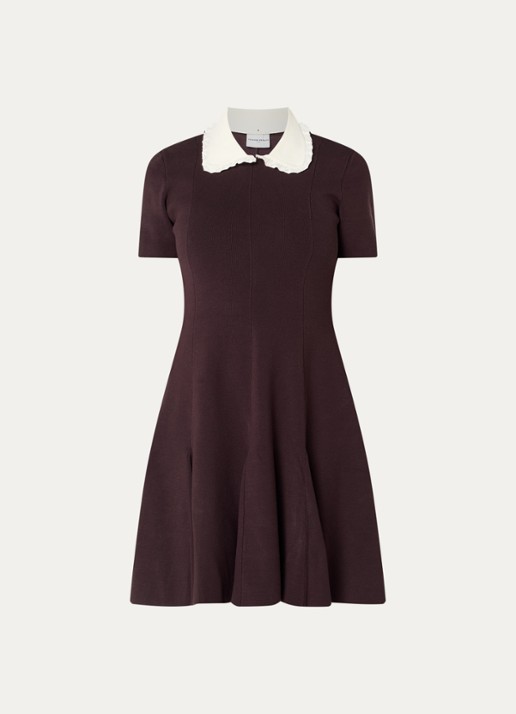 Claudie Pierlot Midi jurk met kraag - voorkant 3 aubergine