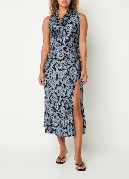 Claudie Pierlot Midi jurk met paisley dessin en split