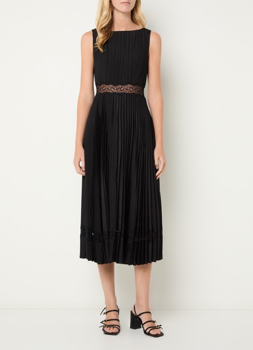 Claudie Pierlot Midi jurk met plissé en details van kant