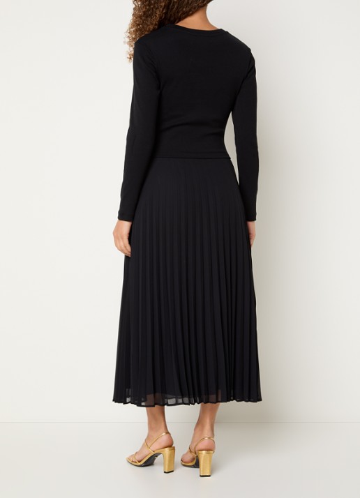 Claudie Pierlot Midi jurk met plissé - achterkant 3 zwart