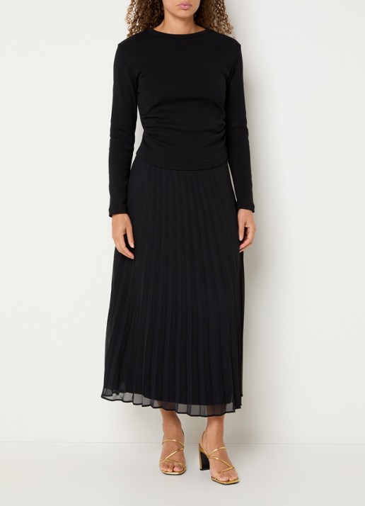Claudie Pierlot Midi jurk met plissé - detail 4 zwart