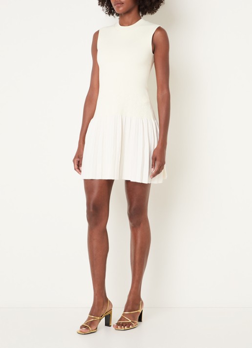 Claudie Pierlot Midi jurk met stretch - voorkant 4 gebroken wit