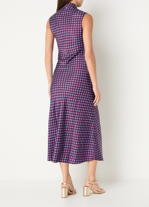 Claudie Pierlot Midi jurk van satijn met print - achterkant 4 aubergine