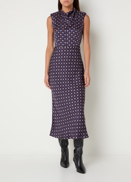 Claudie Pierlot Midi kokerjurk met schoudervulling en print