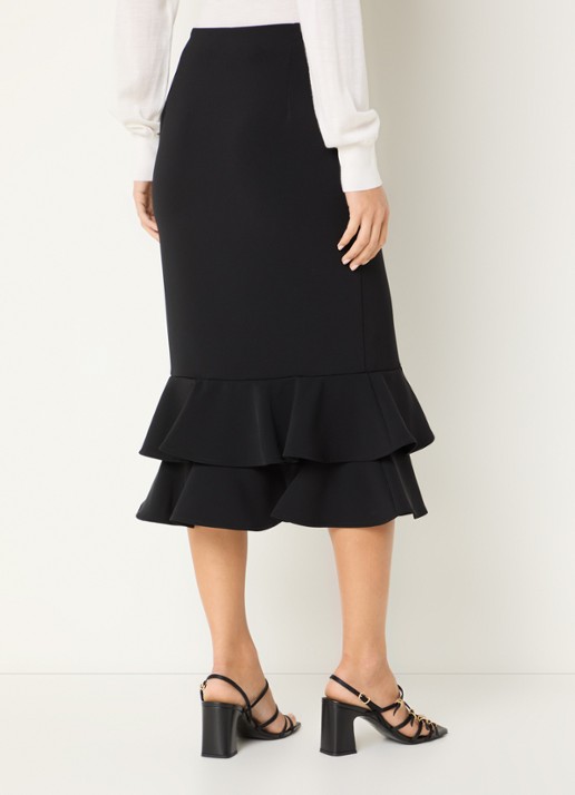 Claudie Pierlot Midi kokerrok met volant - achterkant 4 zwart