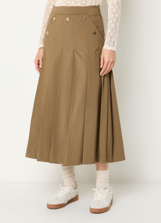 Claudie Pierlot Midi rok in wolblend met plissé