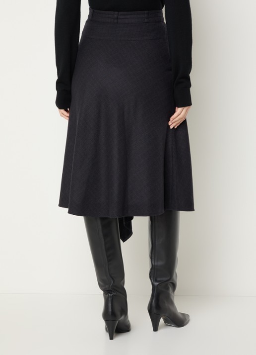 Claudie Pierlot Midi rok met strikceintuur - achterkant 2 zwart