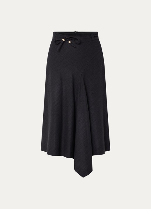Claudie Pierlot Midi rok met strikceintuur - voorkant 3 zwart