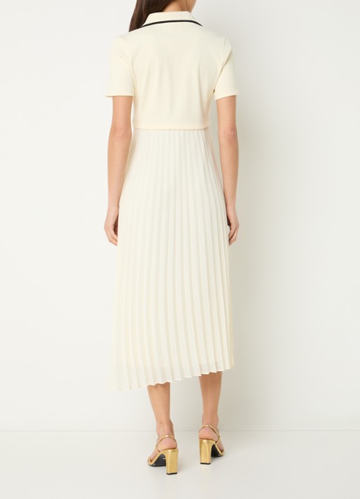 Claudie Pierlot Midi tuniekjurk met plissé - achterkant 2 lichtgeel