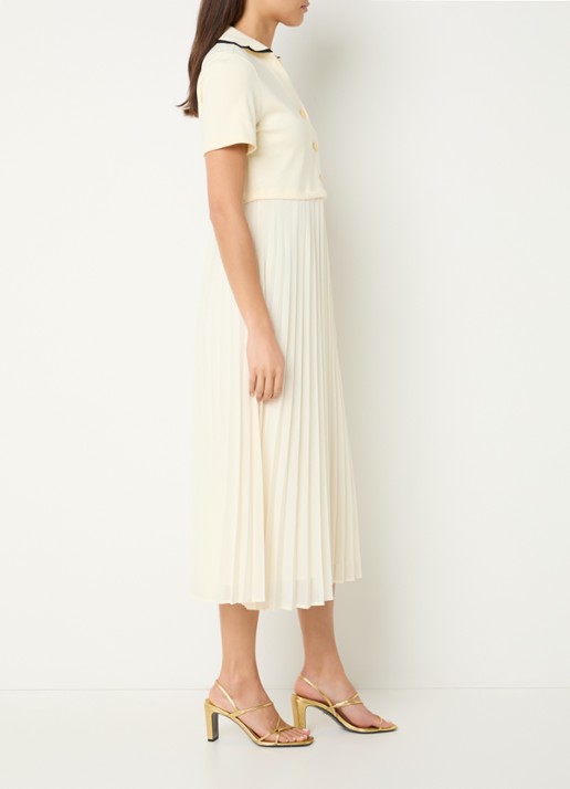 Claudie Pierlot Midi tuniekjurk met plissé - voorkant 4 lichtgeel