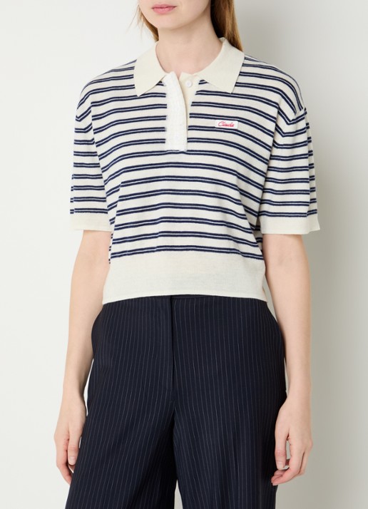 Claudie Pierlot Millys fijngebreide polo van wol met streepprint