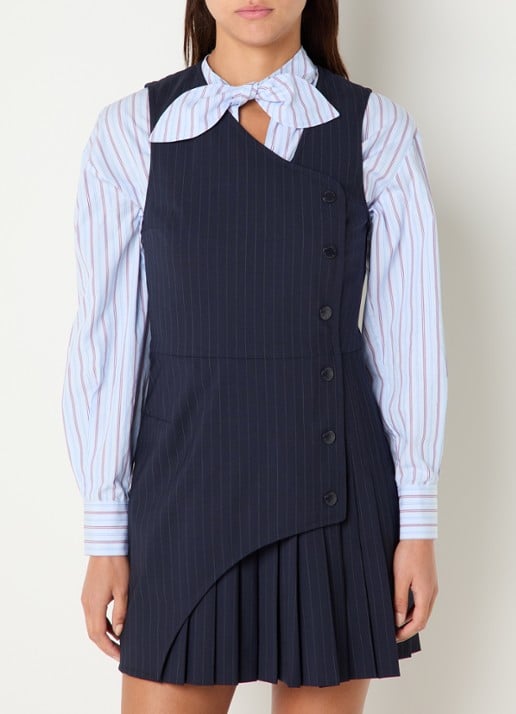 Claudie Pierlot Mini blazerjurk in wolblend met plooien en krijtstreep
