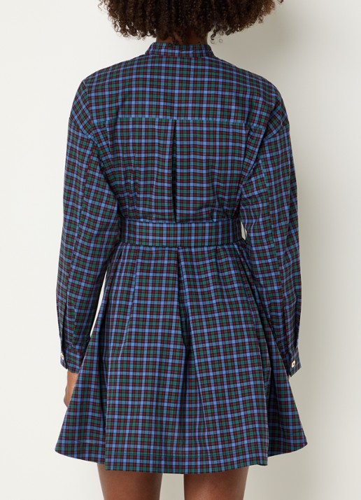 Claudie Pierlot Mini blousejurk met ruitdessin - achterkant 3 blauw