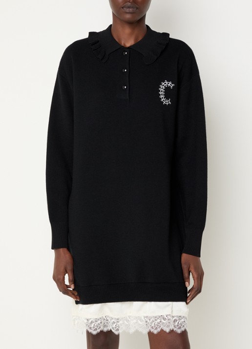 Claudie Pierlot Mini jurk in wolblend met details van kant
