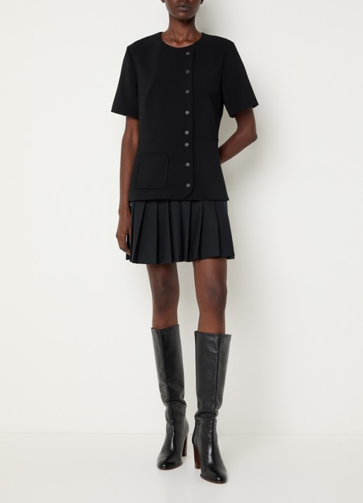 Claudie Pierlot Mini jurk met plissé - voorkant 4 zwart