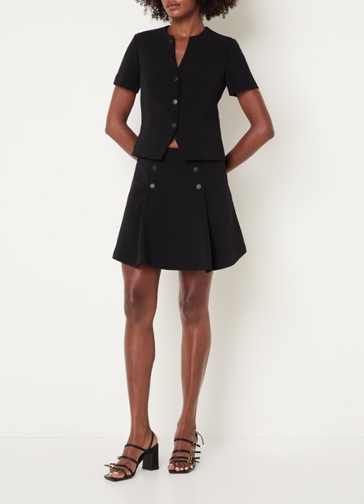 Claudie Pierlot Mini rok met plooidetail - voorkant 3 zwart