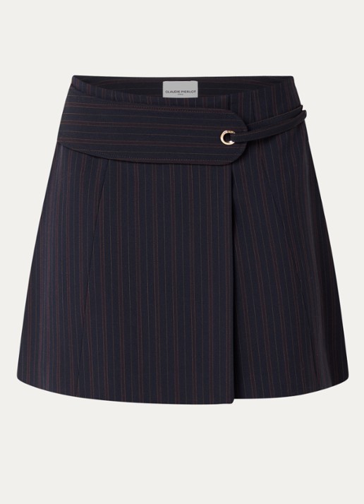 Claudie Pierlot Mini rok met streepprint - voorkant 2 donkerblauw