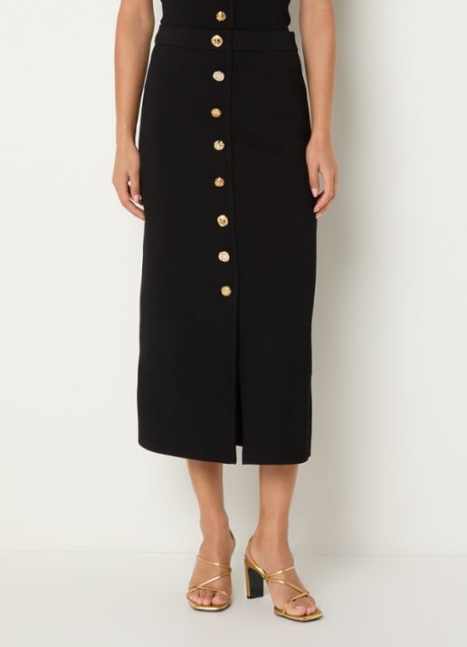 Claudie Pierlot Monarque fijngebreide midi rok met sierknopen