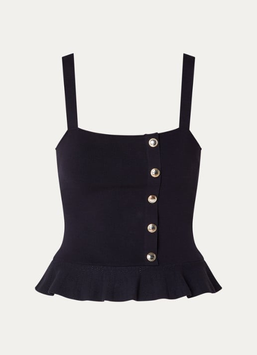 Claudie Pierlot Mouwloze top met sierknopen - voorkant 2 donkerblauw