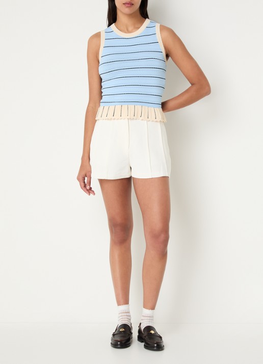 Claudie Pierlot Mouwloze top met streepprint - voorkant 4 lichtblauw